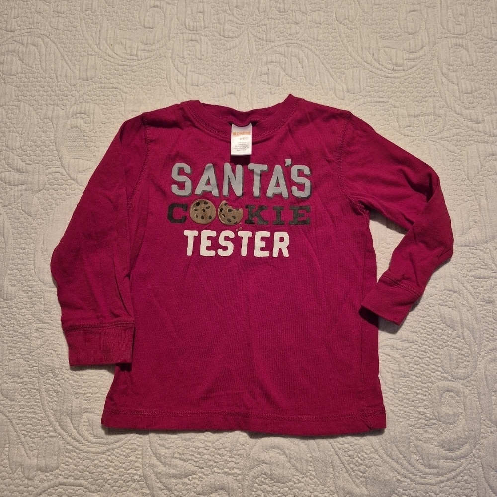 Gymboree boys 2T Outlet red Santa's Cookie Tester long sleeve shirt
